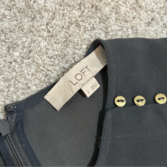 LOFT tulip dark grey A-line work dress, size 2 - Picture 6 of 12